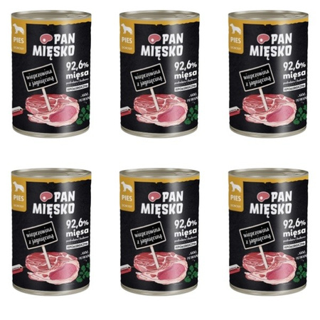 ZESTAW Pan Mięsko wieprzowina z jagnięciną dla psa 6 x 400 g