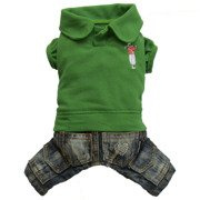 Komplet jeans z polo, zielony, SD-XXS 13-15cm/26-28cm