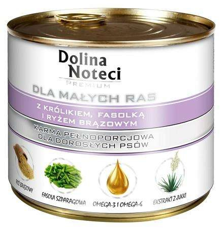 Dolina noteci premium dla małych ras z królikiem, fasolką i ryżem brązowym 185g