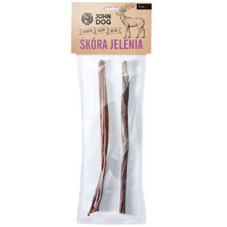 John Dog skóra jelenia suszony gryzak dla psa 2 szt.