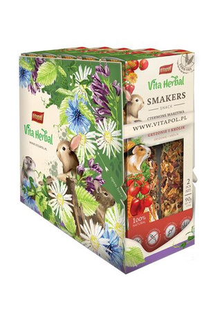 Vita Herbal Smakers czerwone warzywa dla gryzoni i królika 90g, 5 szt. display