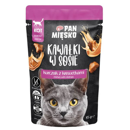Karma mokra dla kota Pan Mięsko Kawałki w sosie Kurczak z krewetkami (dorosły) 85 g