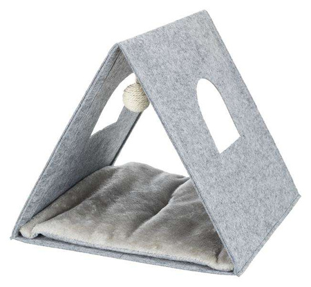 Legowisko zamknięte Junior, filc, składane, 38 × 34 × 38 cm, jasnoszare