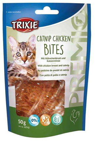 Przysmak PREMIO Catnip Chicken Bites, kurczak i kocimiętka, 50 g,