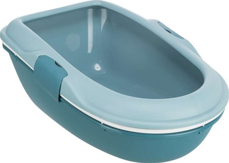 Berto, kuweta, dla kota,  jasnoniebieska/petrol/biała, plastik, 39 × 22 × 59 cm, z systemem przesiewania