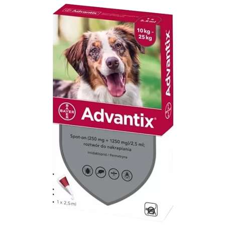 Bayer advantix spot-on 4x2,5 ml dla psa 10-25 kg