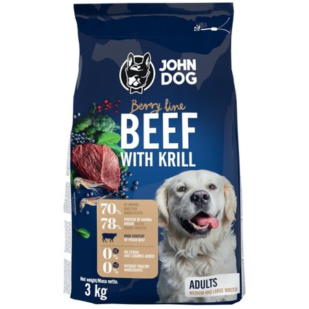 John Dog Berry Line wołowina z krylem średnie i duże rasy 3 kg