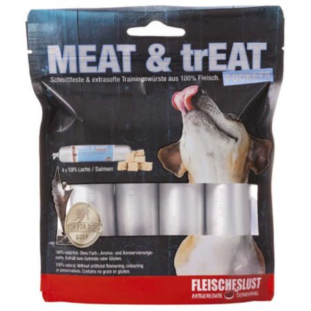 MEAT & trEAT kiełbasa treningowa łosoś zestaw 4x40 g