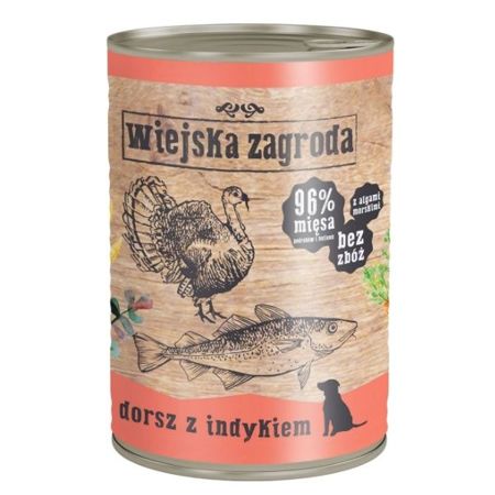 Wiejska zagroda karma dorsz z indykiem dla psa 200 g, 400 g