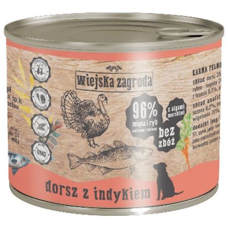 Wiejska zagroda karma dorsz z indykiem dla psa 200 g, 400 g