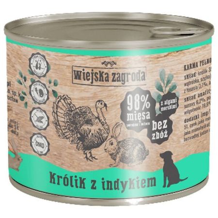 Wiejska zagroda karma królik z indykiem dla psa 200 g, 400 g