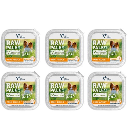 ZESTAW Vet Expert Raw Paleo Pate Mini Adult indyk 6 x 150 g